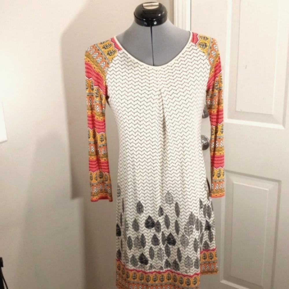 Womens Sz Small Ethnic style Dress, Grey's & Orange, midi